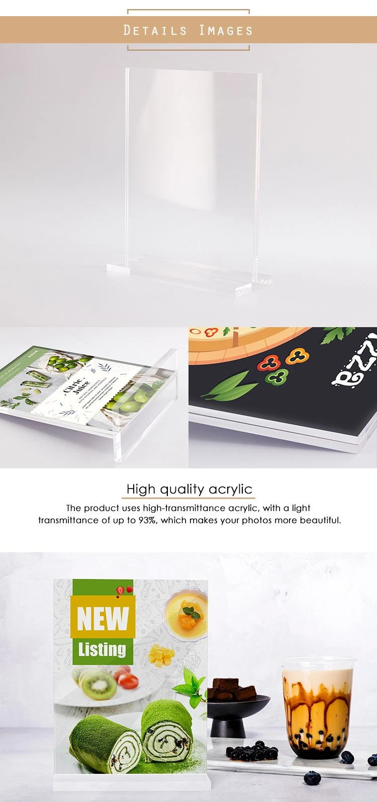 Clear Acrylic Sign Holder Material A4 Acrylic Stand Holdert Shape Acrylic Display Stand