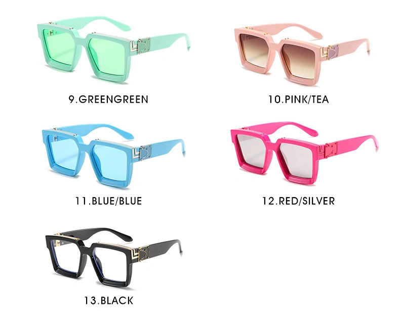 Eugenia Luxury Thick Custom Brand Designer Oversize Candy Color Big Frame Ins Fashion Women Sun Glass Square Men River Sunglasses