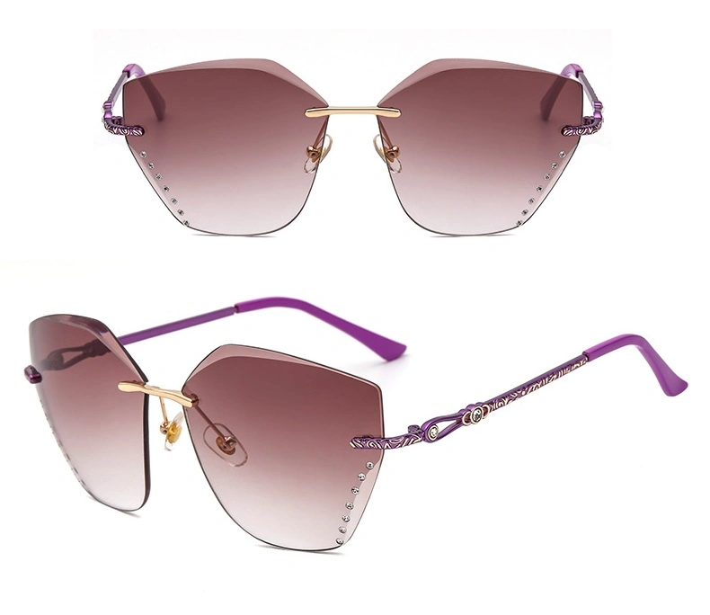 Big Frame Anti UV400 Oversized Rimless Sunglasses for Women