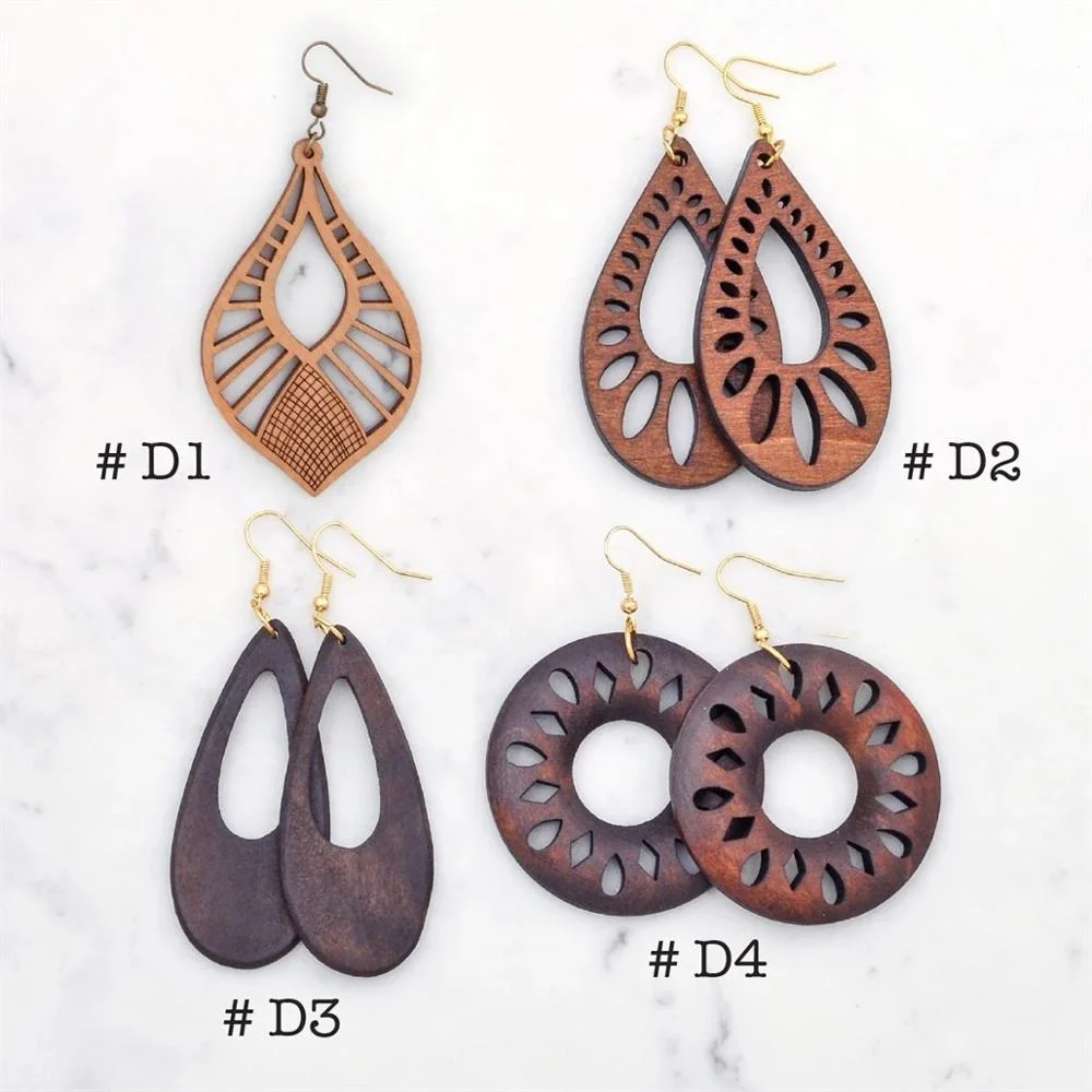 Hot Sell French Hook Wires Vintage Wooden Earrings Collection