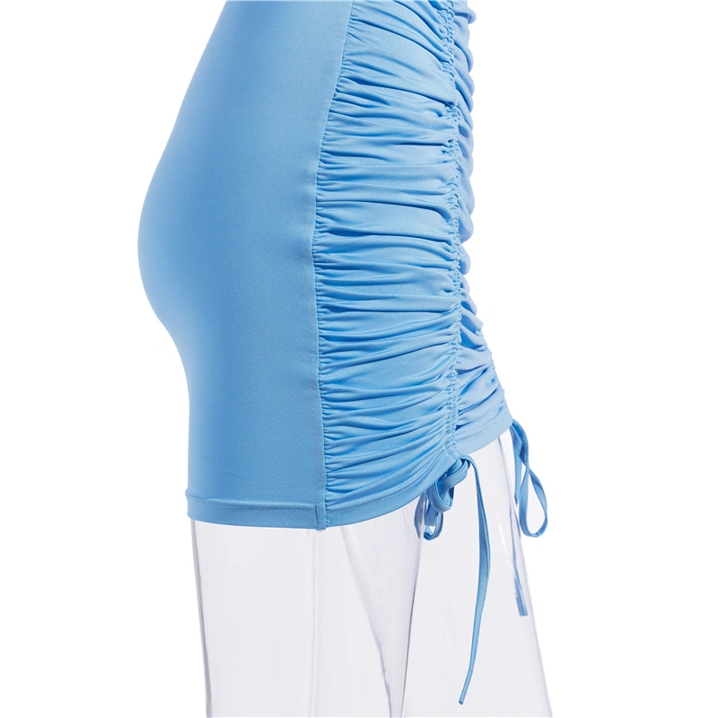 2020 OEM Fashion Clothing Ruffled Vest Skirt Elastic Bandage Wrap Hip Skirt Slim Sexy Dress