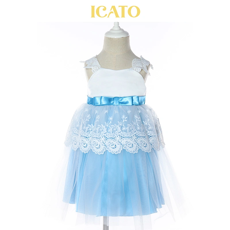 Customized Sleeveless Lovely Tulle Flower Girls Dress with Lace for Girls