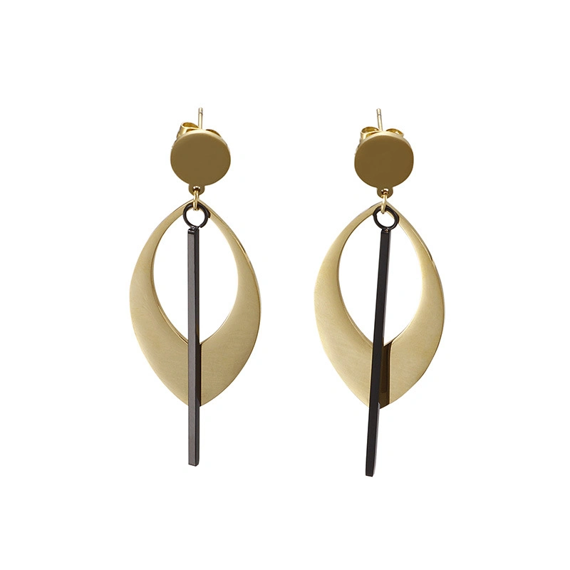 Geometric Hollow Gold-Plated Stainless Steel Earrings Stud