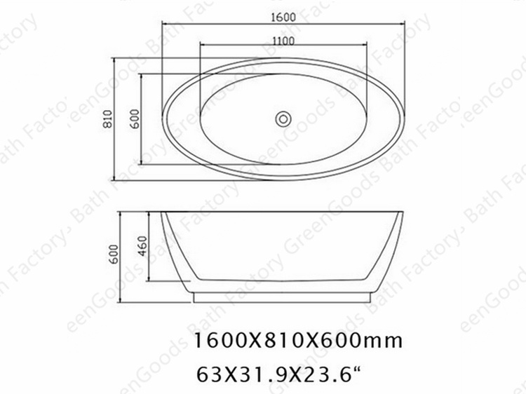1400 mm Small Hot SPA Foot Acrylic Oval Free Standing Bath Tubs