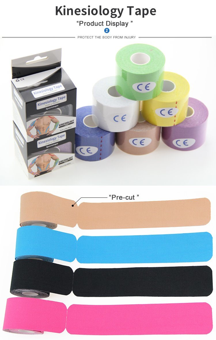 Precut Pure Color Cotton Premium Kinesiology Tape for Medical Therapy Sports Athletic