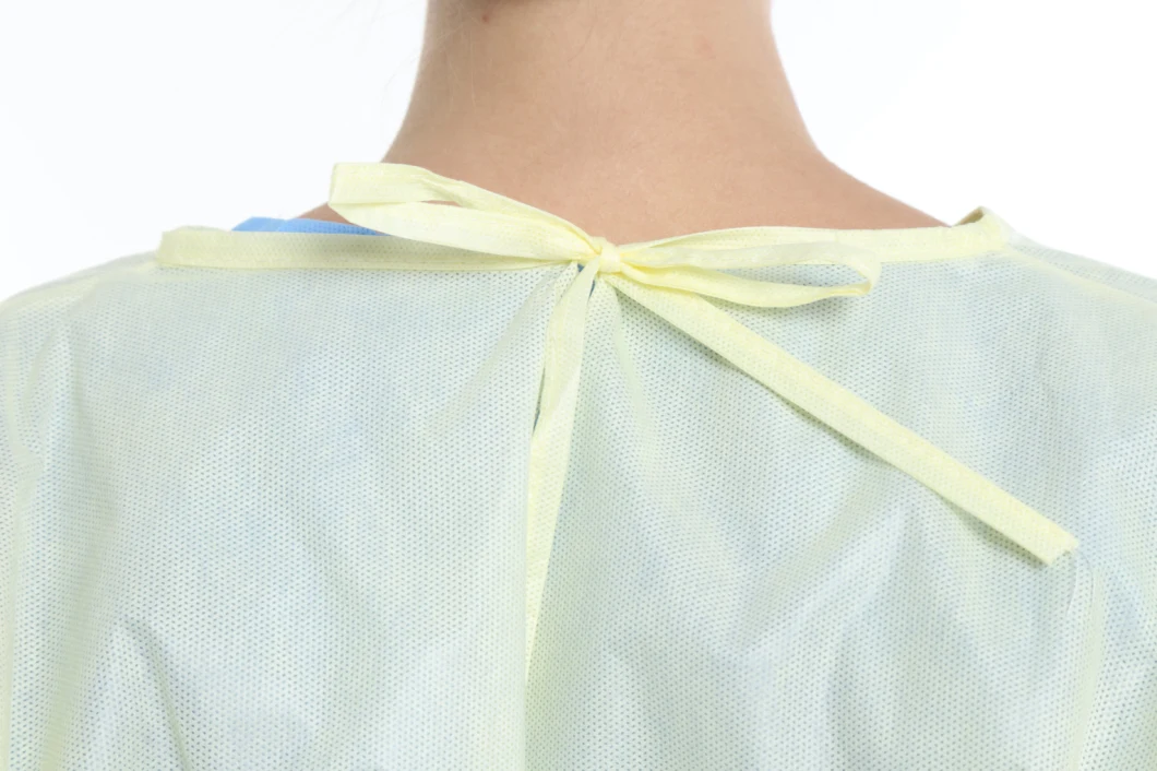 PP/SMS/PE Coated Isolation Gown with Knitted Cuff or Elastic Cuff