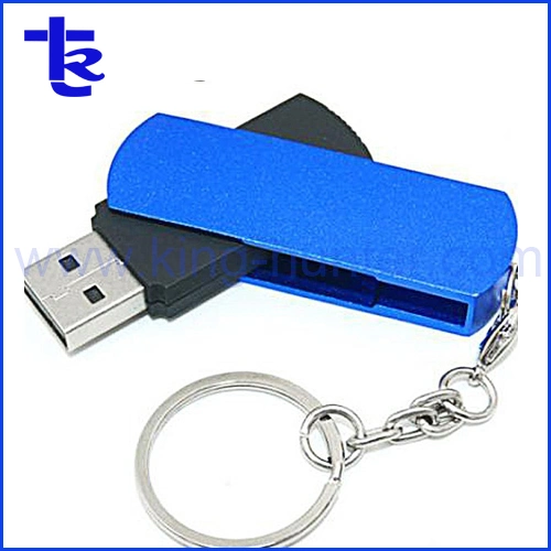 Swivel Metal Laser Logo Portable Keychain USB Flash Drive