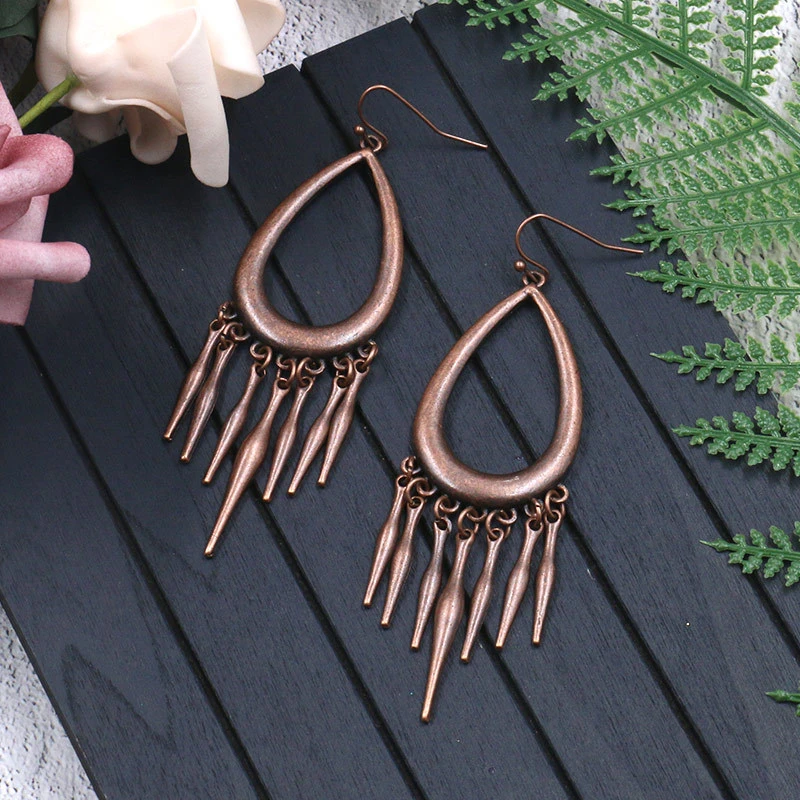 Exaggerated Water Drop Shaped Long Fringed Drop Earrings for Fashion Alloy Jewelry