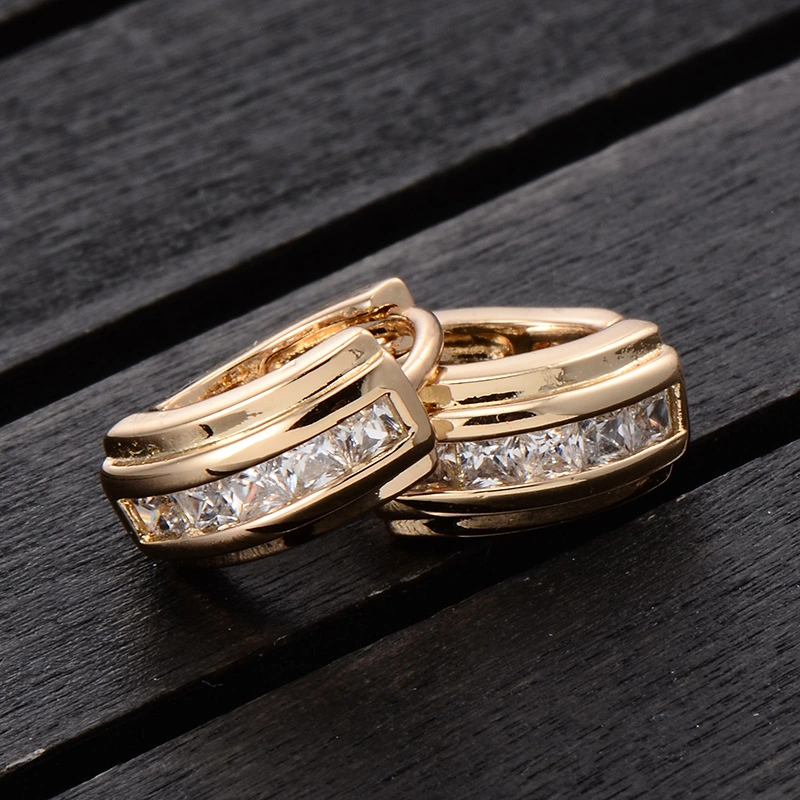 fashion Jewelry for Women's Luxury Gold Hoop Plated Zirconia Huggie Earrings