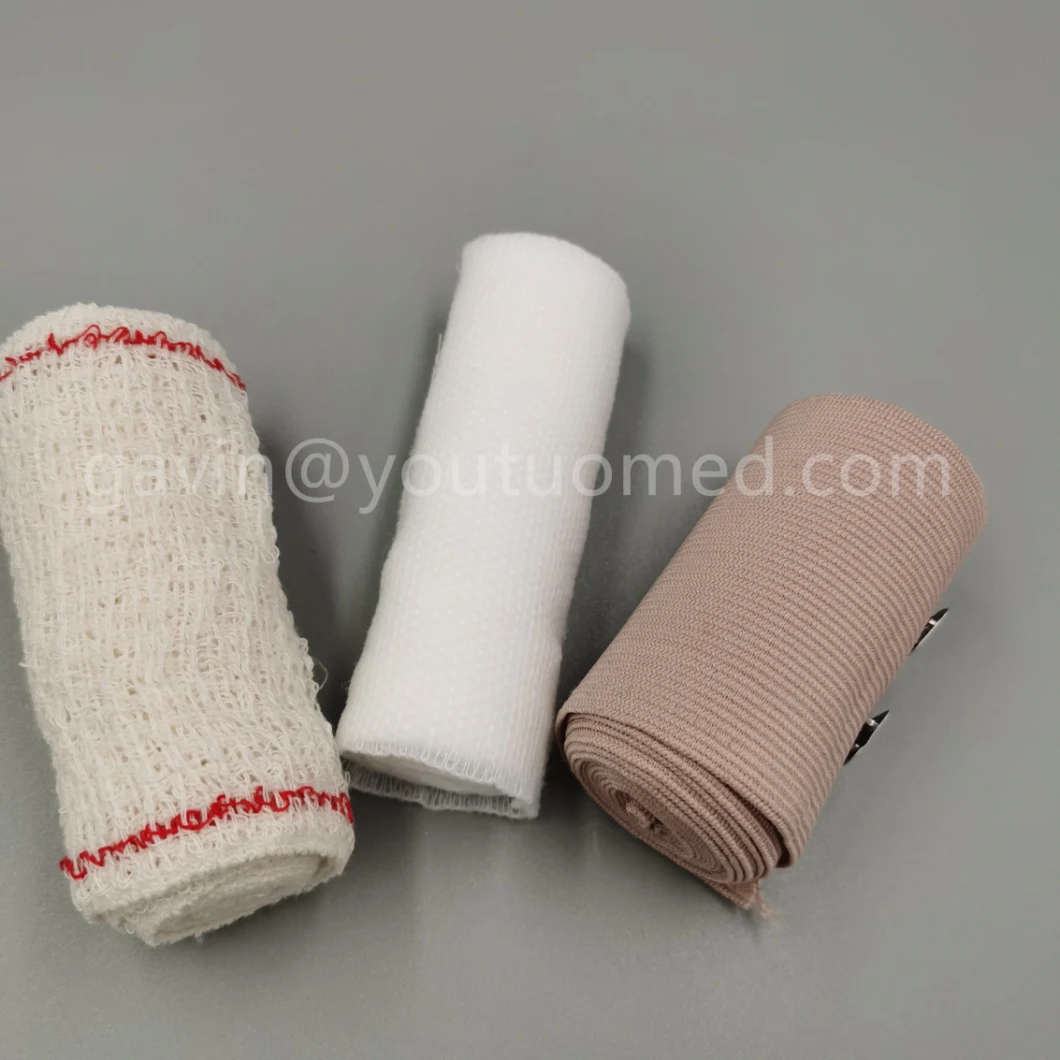 White Medical Disposable Cotton Interwoven Elastic Bandage Hemostatic Bandage PBT Wrinkle Elastic Bandage 5cm*4.5m