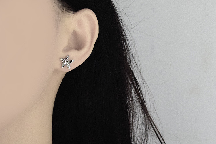 2019 Fashion Jewelry Silver Plated Stud Earrings, Elegant Womens Earrings Small Starfish Stud Earrings