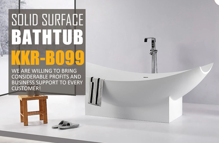 61 Inch Freestanding Seamless Bathtub Soaking SPA Flat Bottom Stand Alone Tub with White Matt