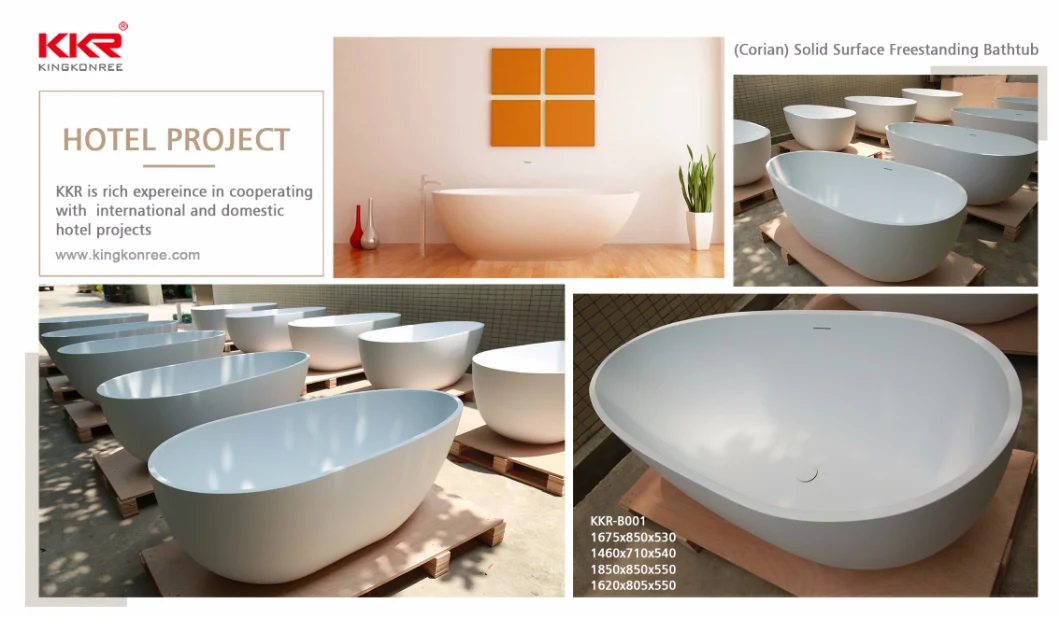 Small Size Freestanding 1.6m Solid Surface Stone Soaking Tubs