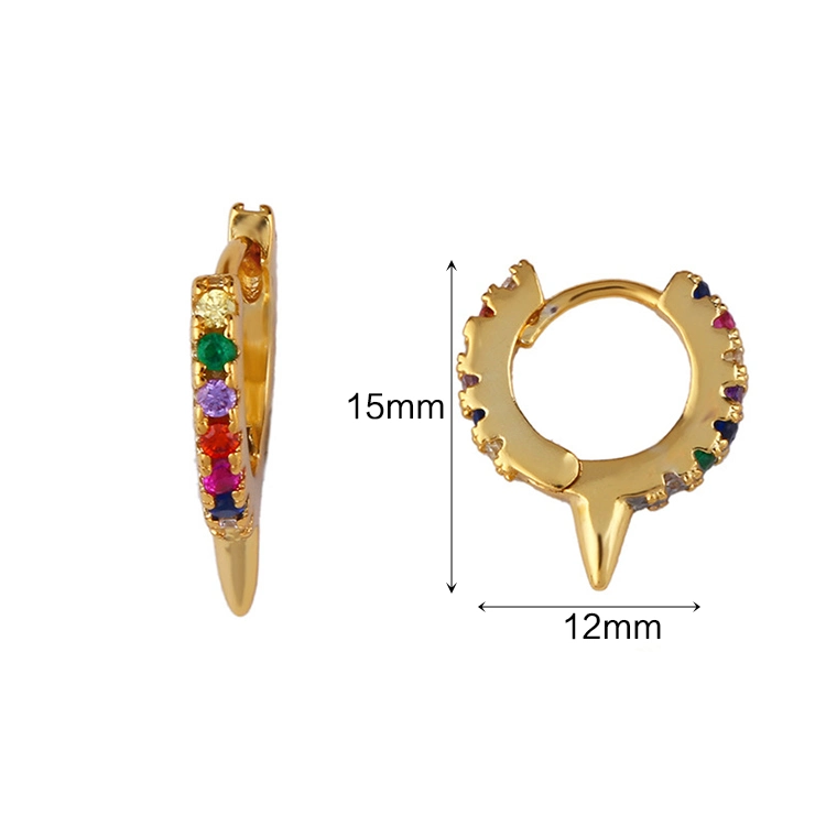 Micro Pave Rainbow CZ Women Gold Evil Eye Jewelry Stud Earring