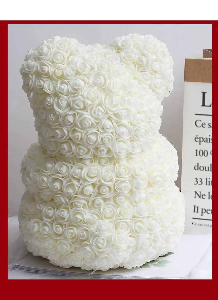 40cm Lovely Rose Teddy Flower Bear Handmade Bear of Roses with Birthday Loving Gift