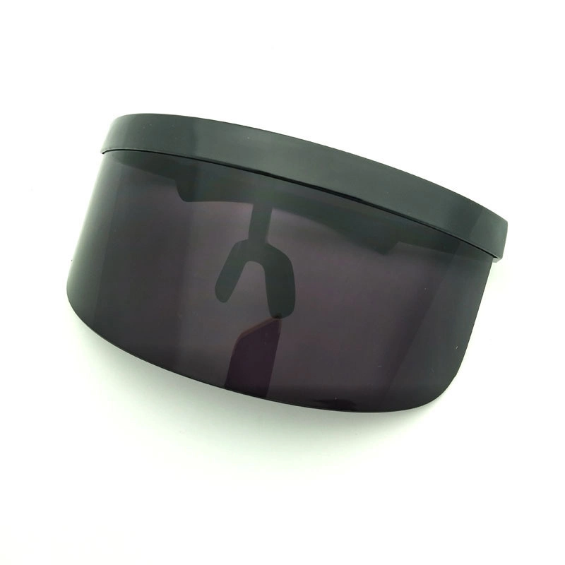 Black Oversize Shield Visor Sunglasses with Black Frame