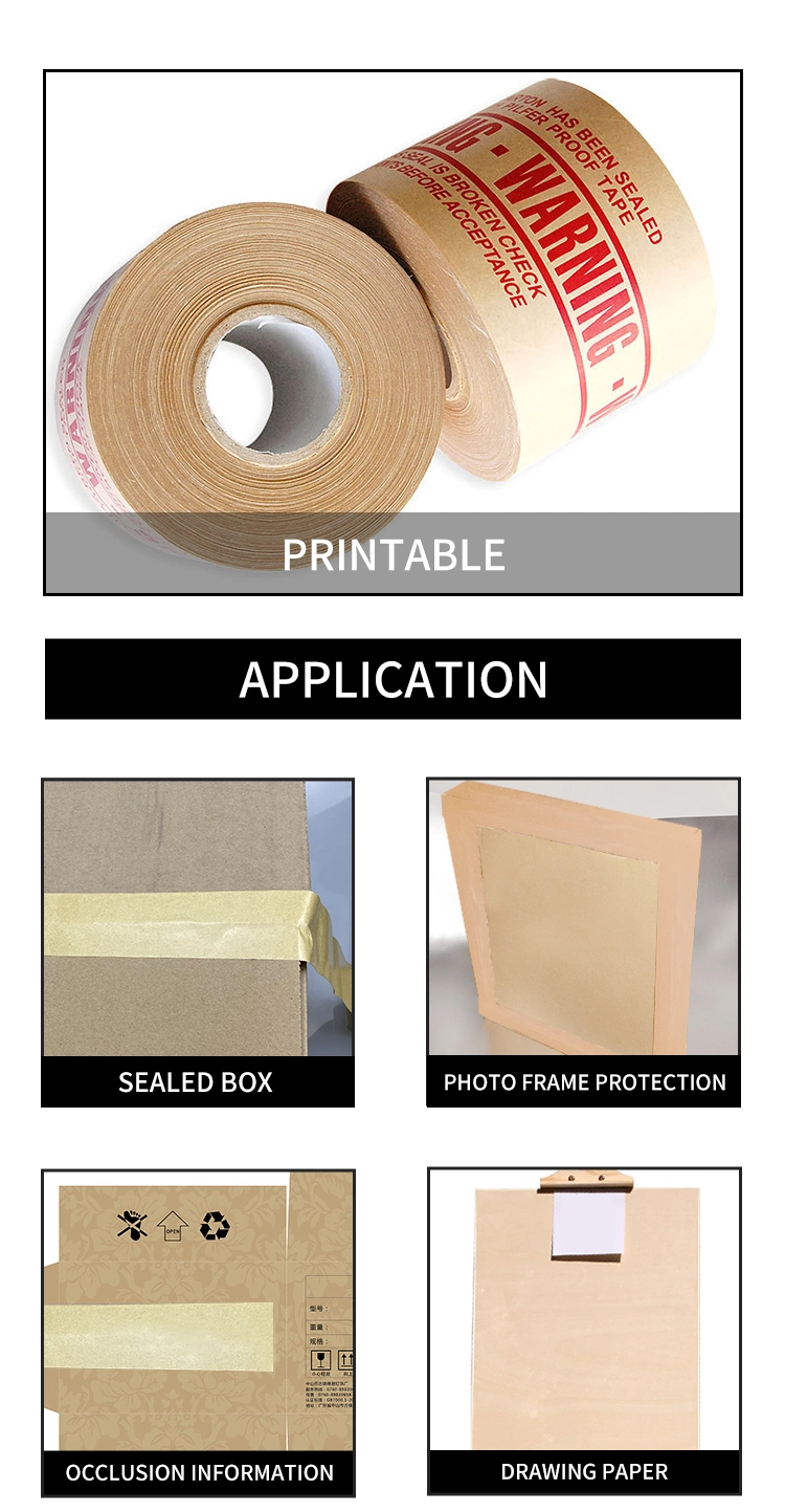 Packing Box Custom Gummed Paper Tape Water Activated Kraft Paper Tape Sealing Tape