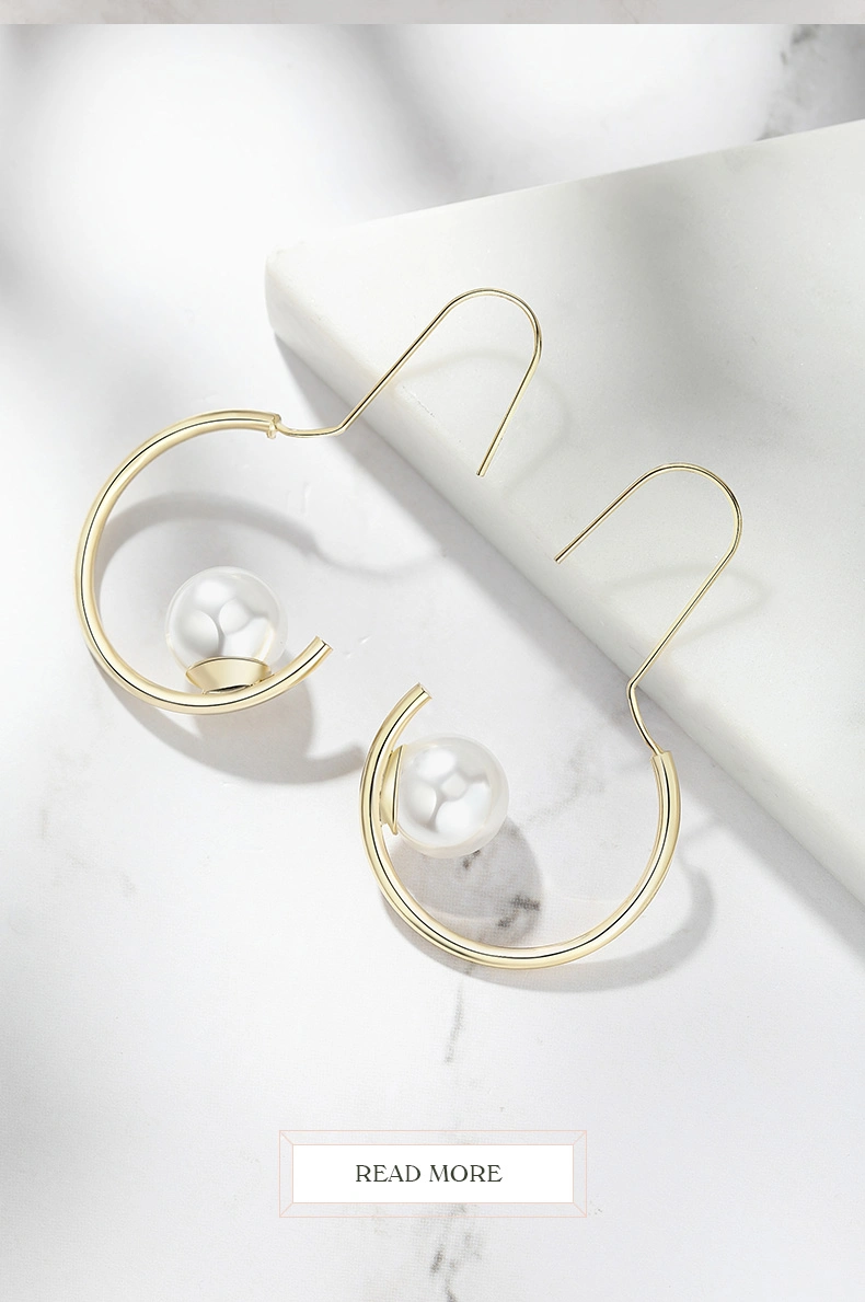 Classical Simple Earrings Temperament Commuter Pearl Curve Hoop Earrings