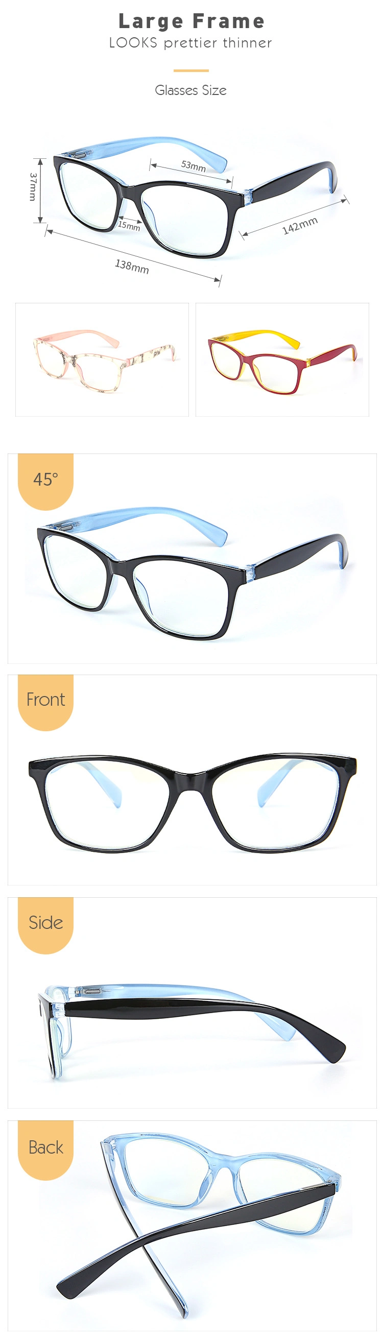 Factory Price New Square Frame Reading Glasses Anti Blue Light Glasses
