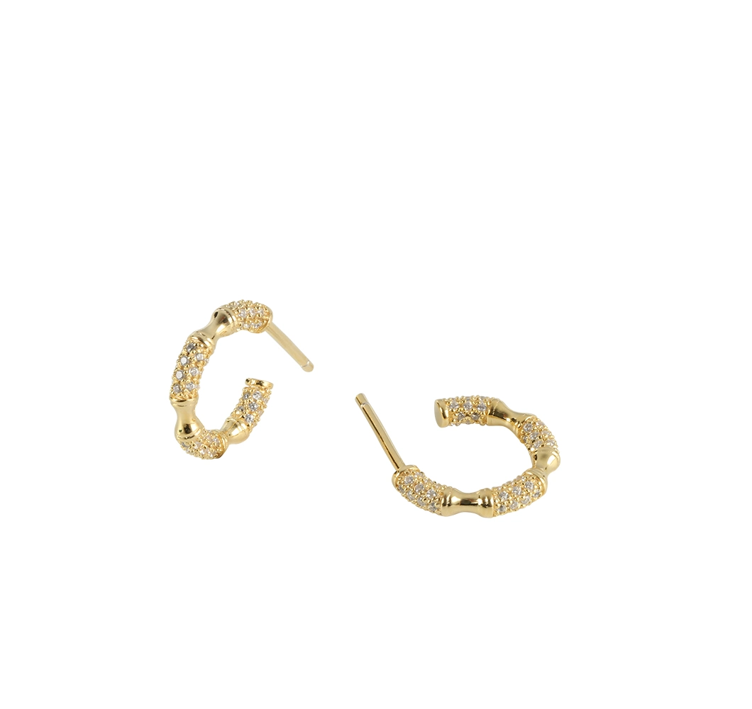 Fashion Jewelry New Arrival 925 Sterling Silver Cubic Zirconia Jewelry 18K Gold Plated Hoop Elegant Earrings