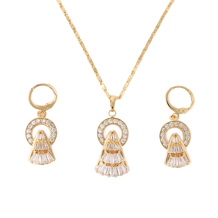 Hot Sale Fashion Design Cubic Zirconia Earrings Pendant Necklace Jewelry Set