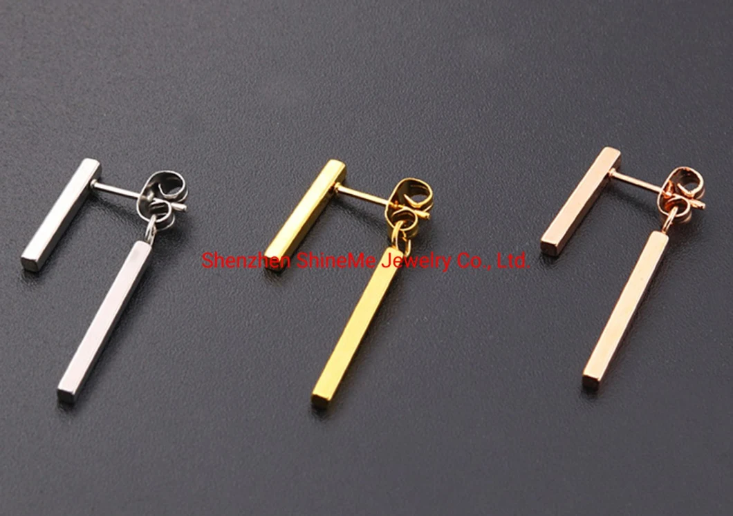Factory Direct Sale Korean Fashion Stainless Steel Ear Pin Chain on Both Sides Titanium Steel 18K Rose Gold Earrings Ear Jewelry Er4251