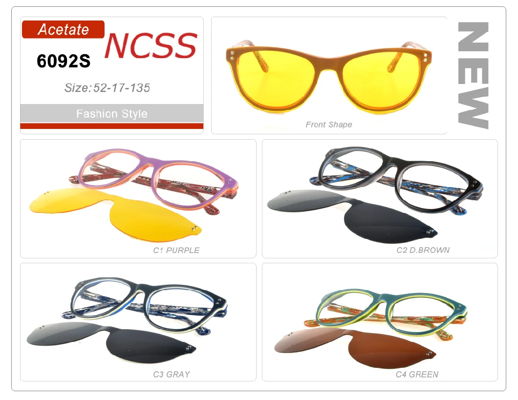 2020 High Quality Fashion New Style Acetate Clip on Sunglasses