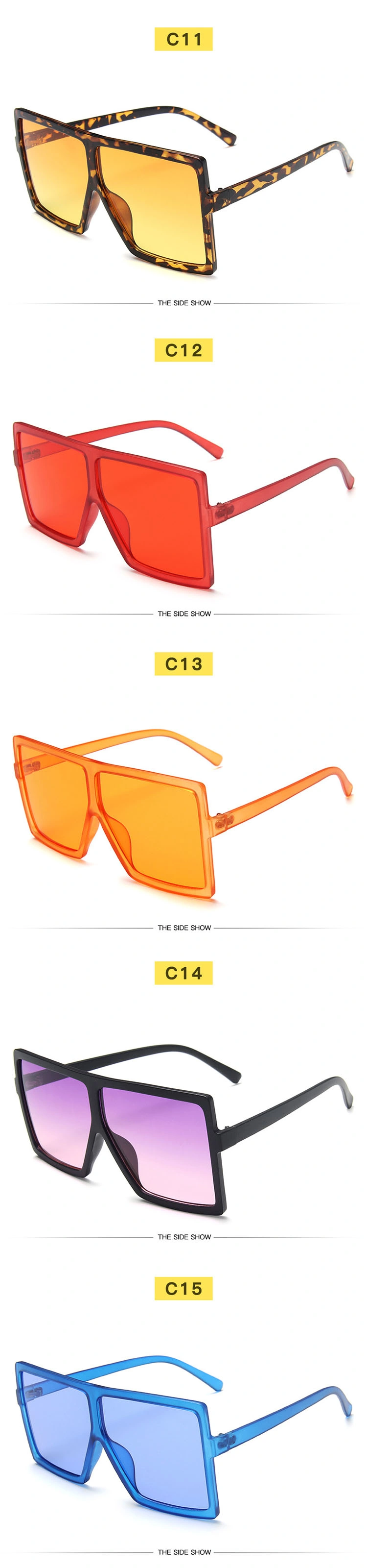 2020 New Sunglasses European and American Retro Large Frame Sunglasses Trend Sunglasses Square Frame Metal Hinge Glasses