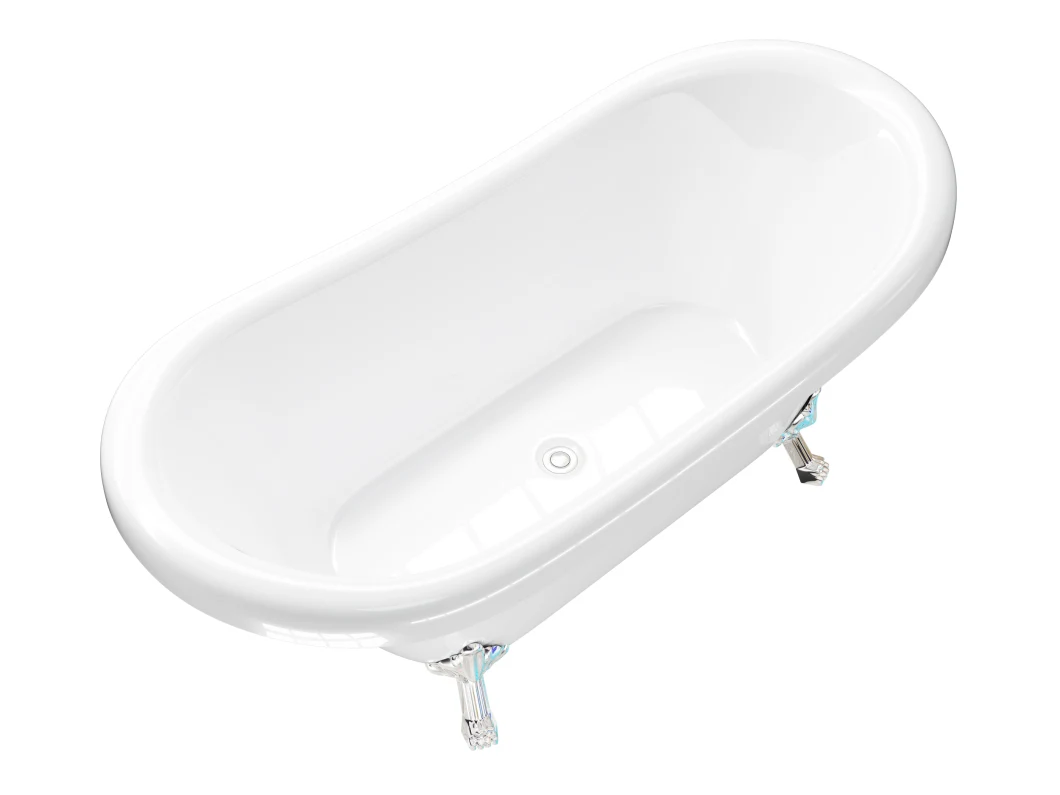 Acrylic Clawfoot Non-Whirlpool Freestanding White Bathtub
