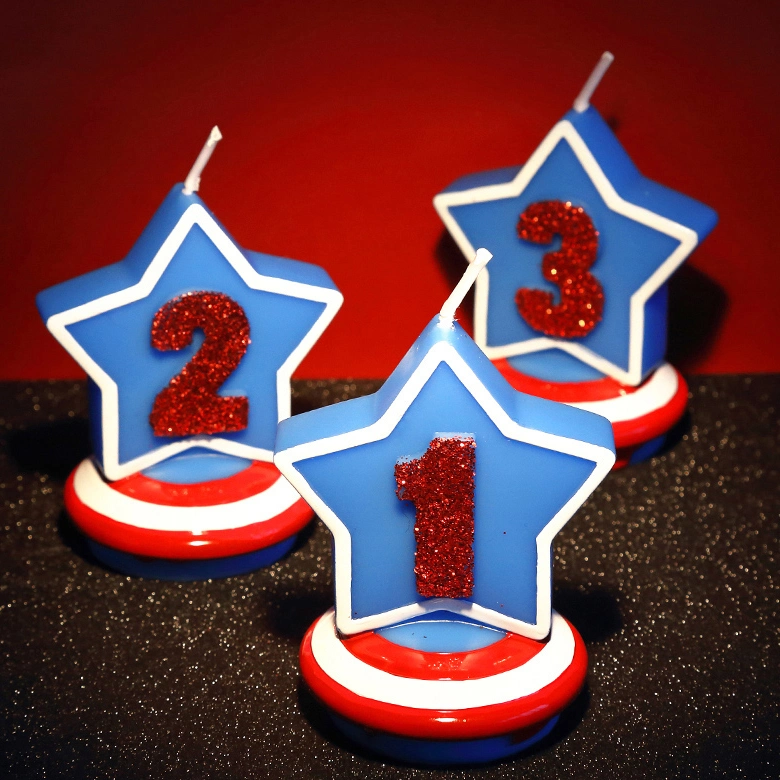 Captain America Star Launch Shield Shaped Birthday Candles