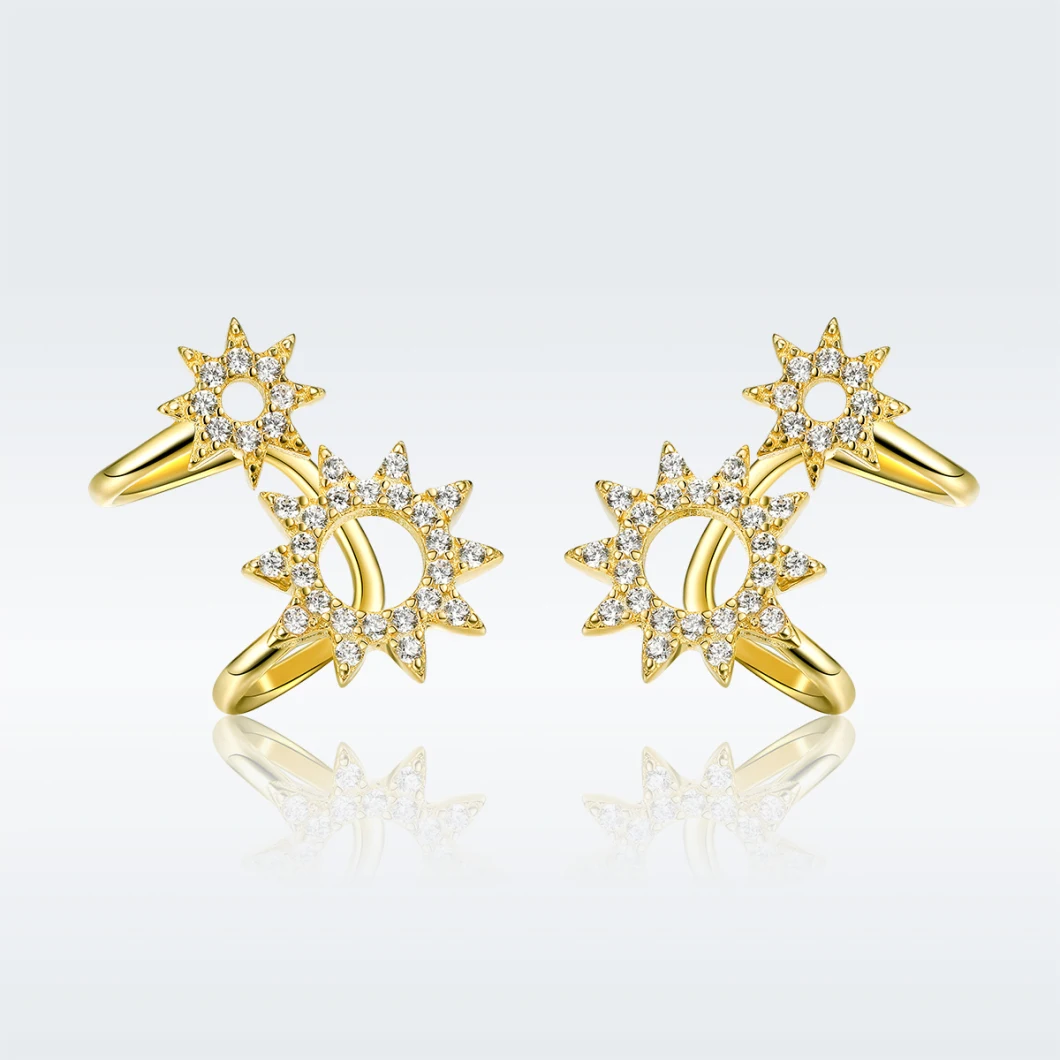 Fashion Gold Plated Cubic Zirconia Sterling Silver Stud Earrings