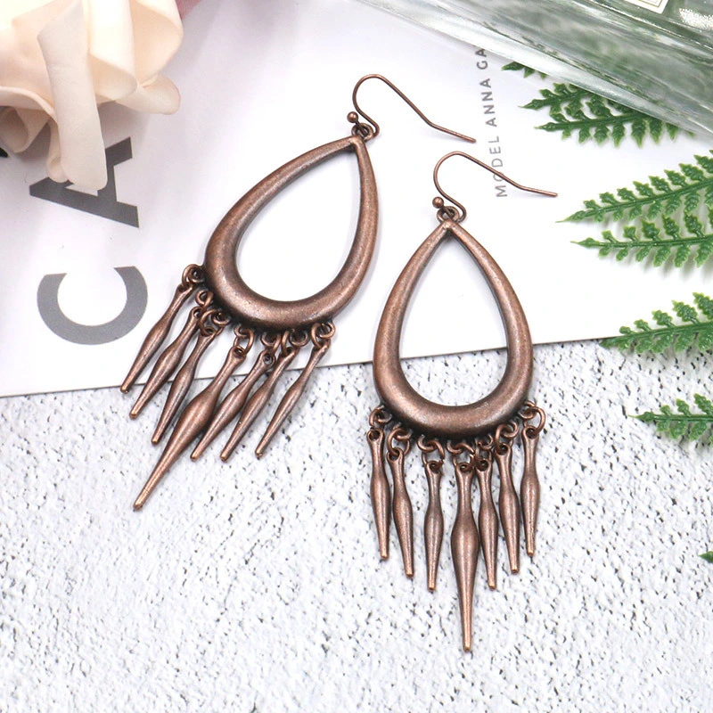 Exaggerated Water Drop Shaped Long Fringed Drop Earrings for Fashion Alloy Jewelry