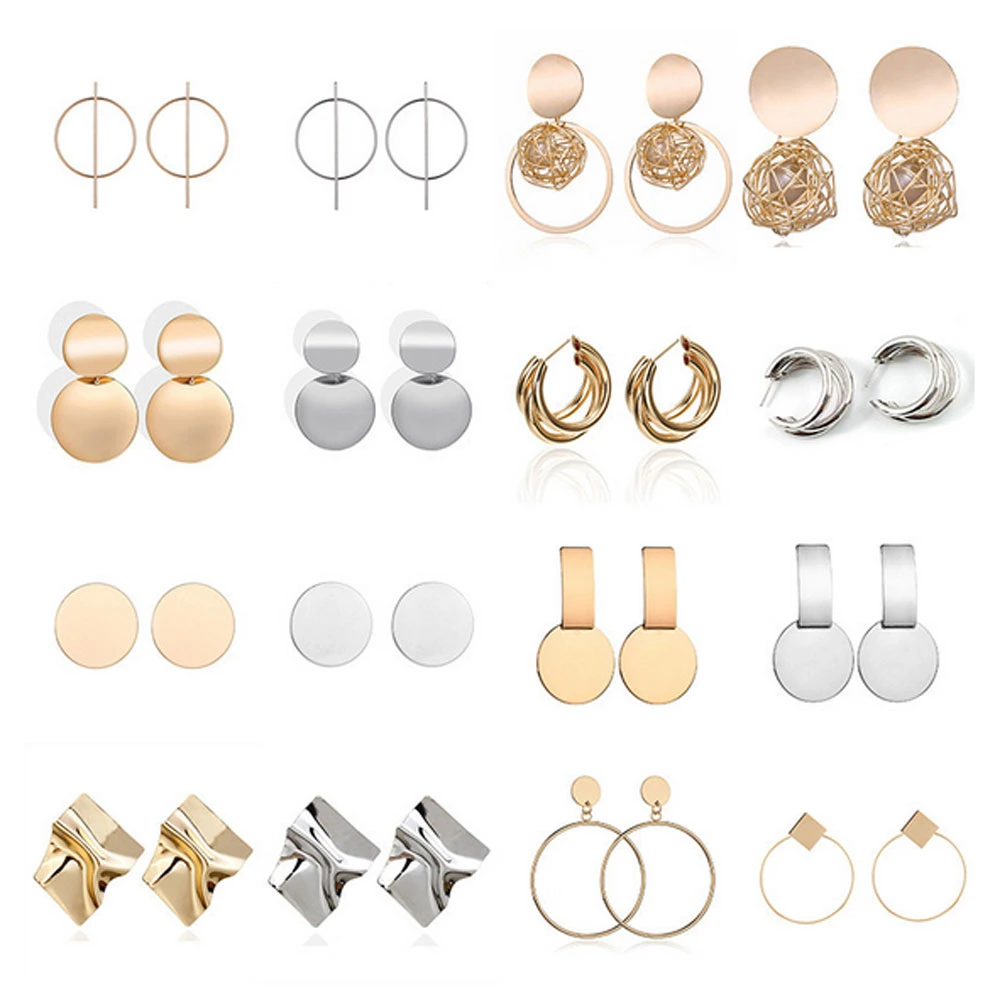 2021 New Luxury Jewelry Zircon Hoop Geometric Statement Drop Earrings for Women