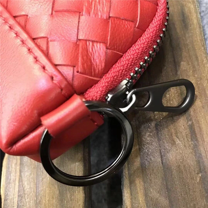 Emg6315 Woven Mini Designer Change Purses Pouch Wallet Zipper Custom Logo Leather Keychain Coin Purse