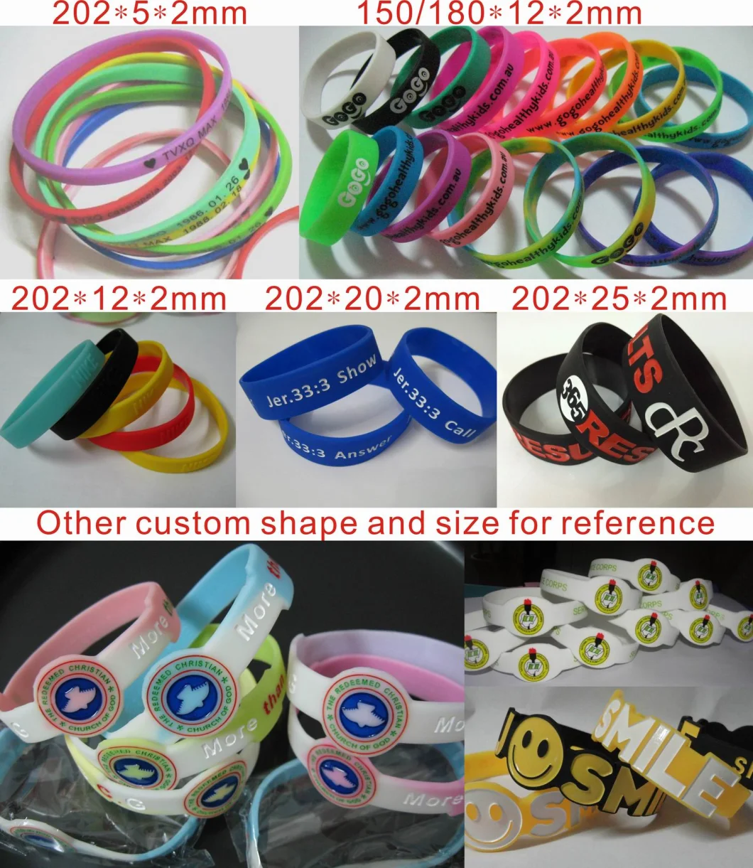 Party Personalized Festival Embossed Rubber Band Custom Bracelets