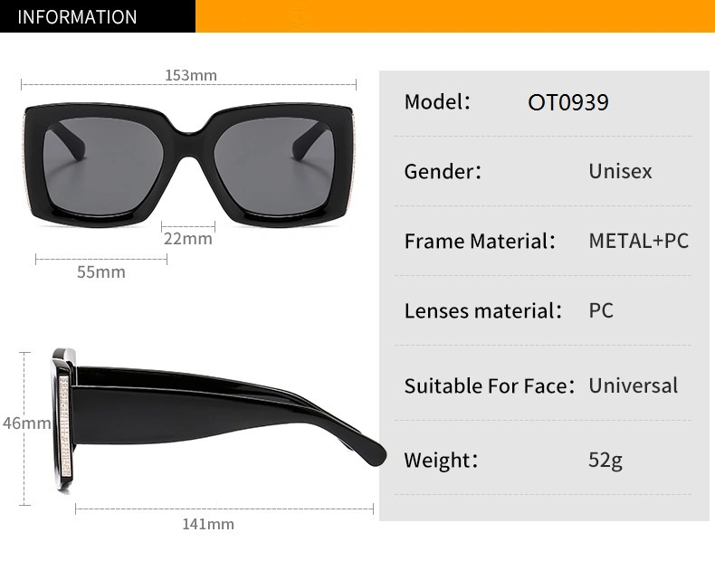 2020 Lady New-Fashion UV400 Square Oversize Sunglasses