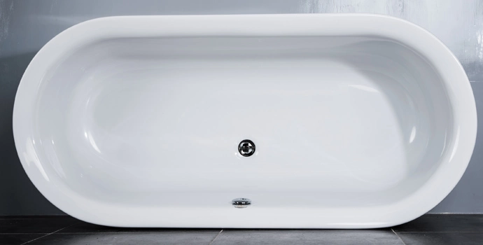 Oval Freestanding Acrylic Bathtub Whirlpool Bath Tub with Brass Overflow