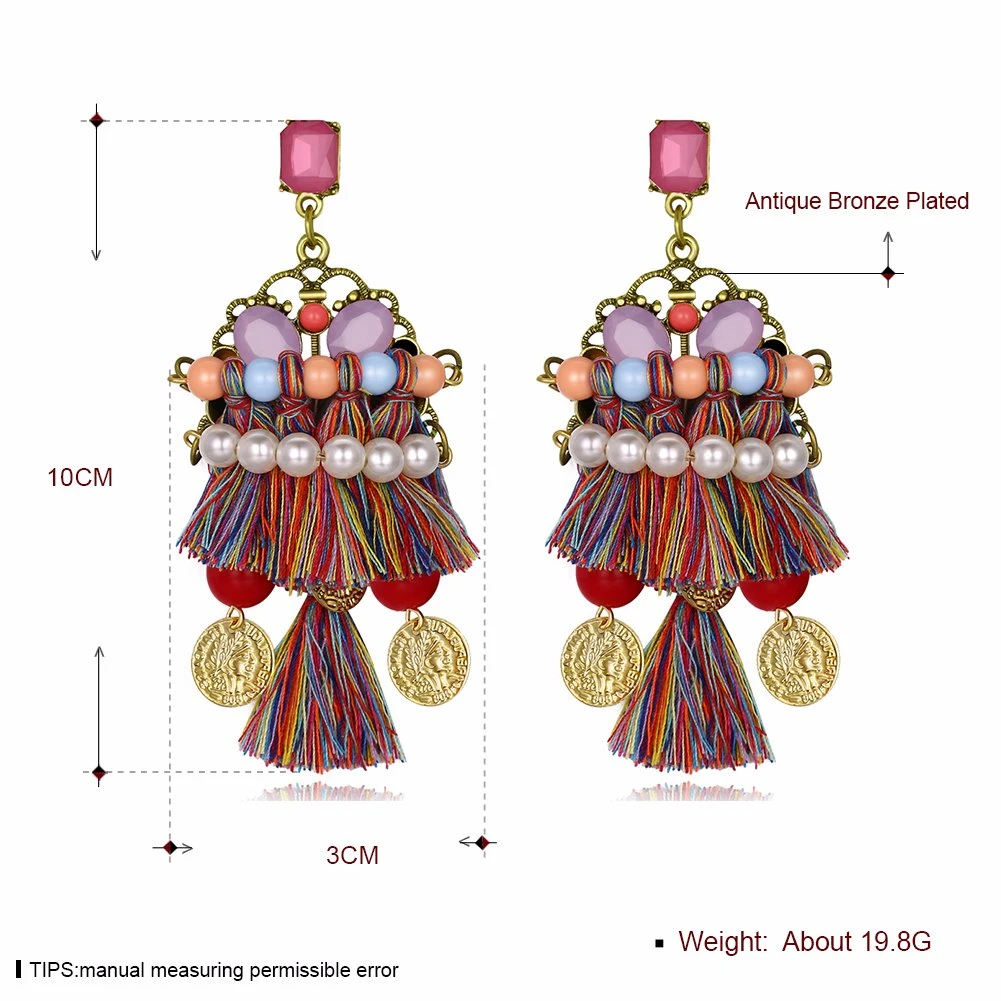Exaggerated Design Fashion Girl Earrings Tassel Jewelry for Women