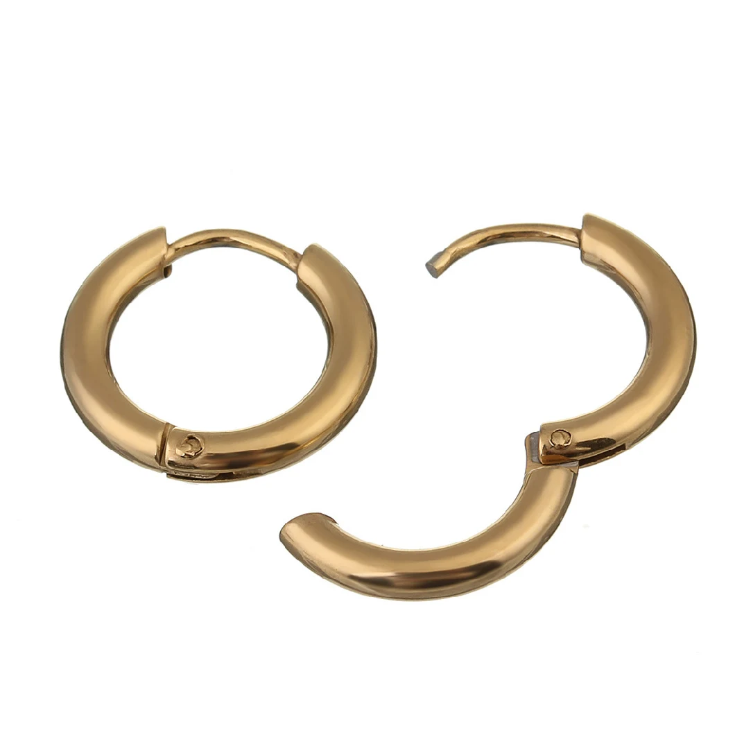 Fashion Jewelry for Women Round Shape with Stainless Steel Gold Plated Hoop Earring