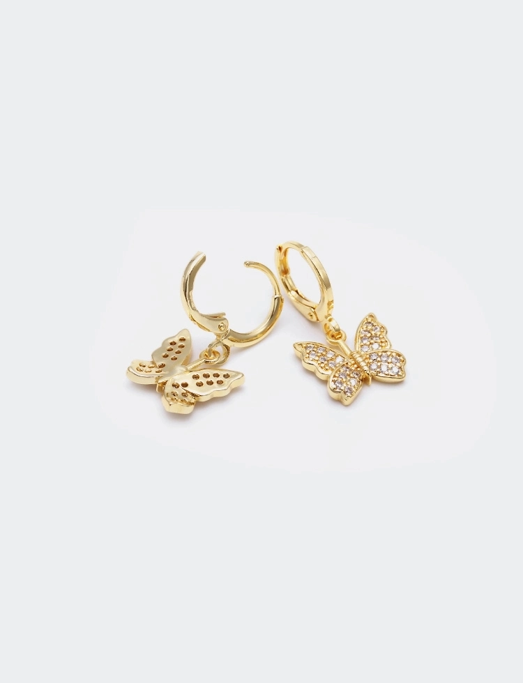 2020 Fashion Jewelry 18K Gold Plated Cubic Zirconia Brass Drop Earrings Butterfly Earrings