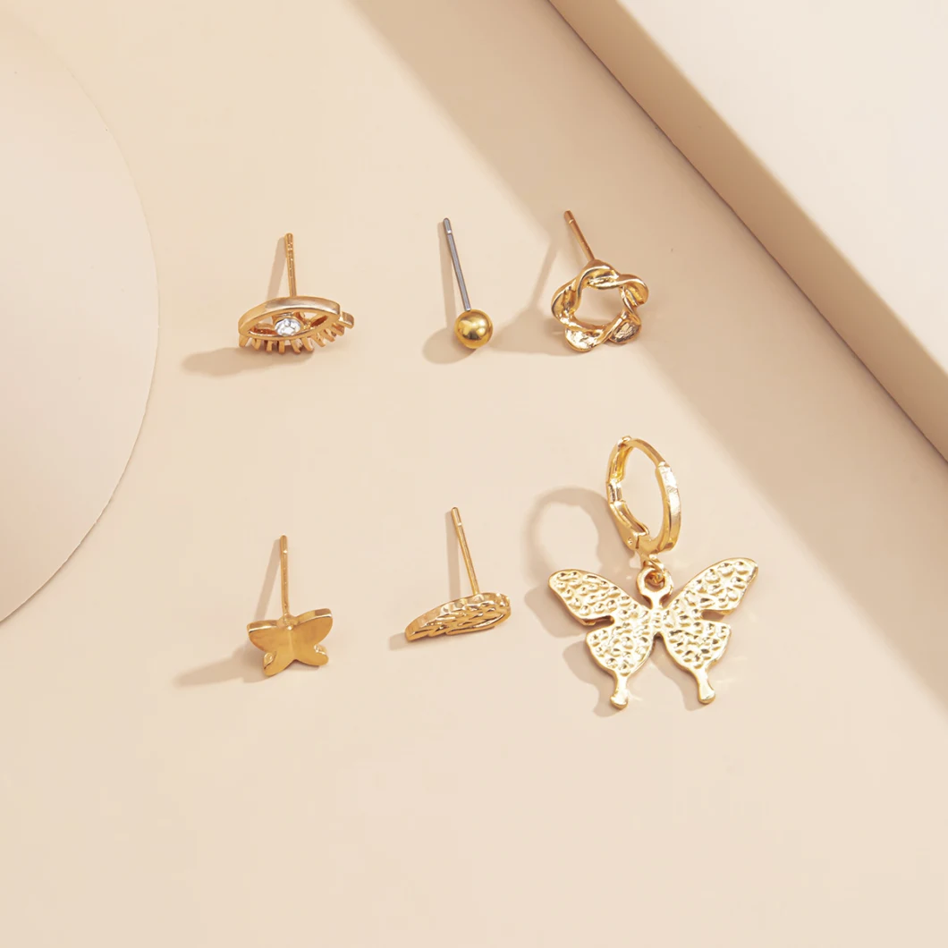 Butterfly Jewelry Fashion with Multi-Element Diamond Eye Earrings Set