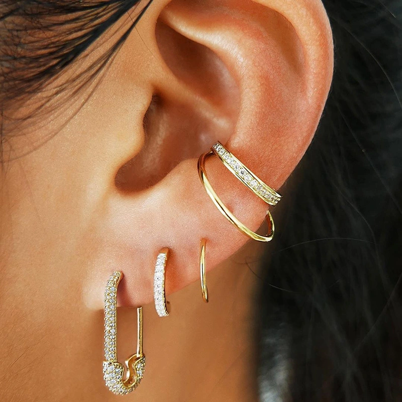Korean New Trend Personality Temperament Full Statement Diamond Pin Earrings Women