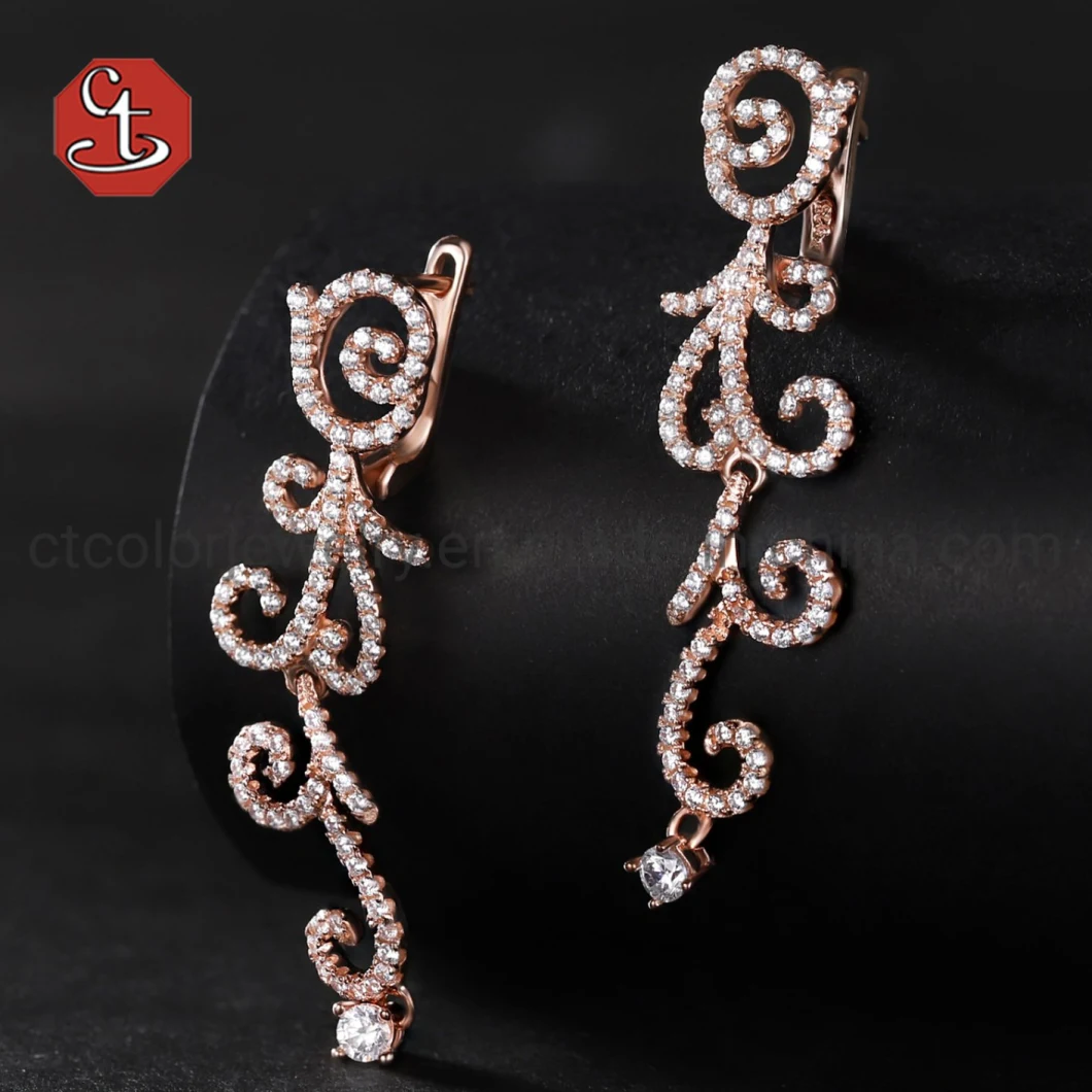 Fashion Jewelry Silver Earring with CZ Copper Earrings
