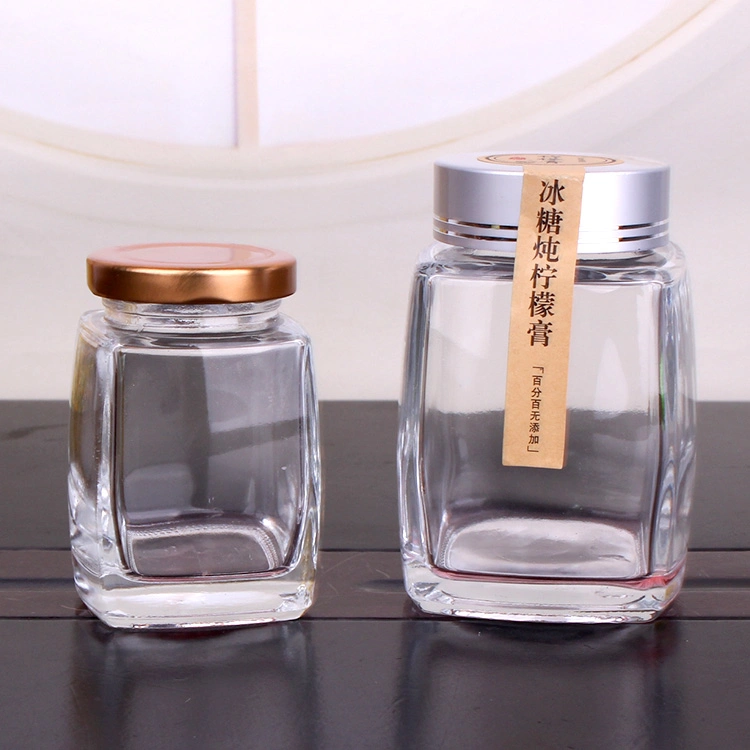 Square Clear Jar for Honey Square Glass Jar for Jam