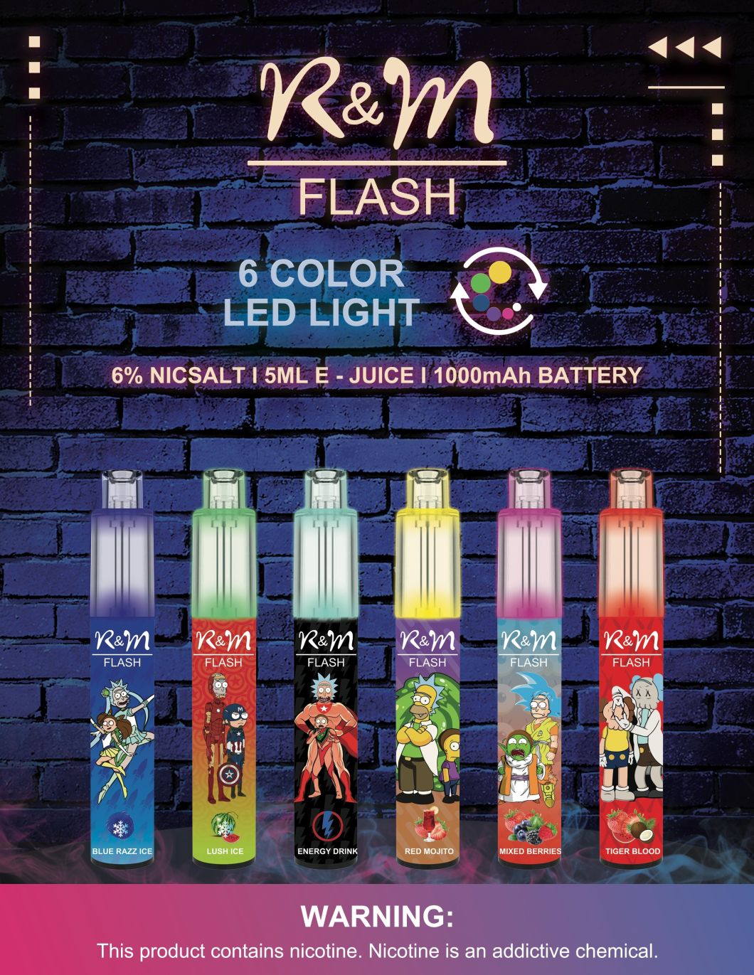 Customized Original 1600 Puffs Disposable Vape Juice Rick Morty RM Xtra