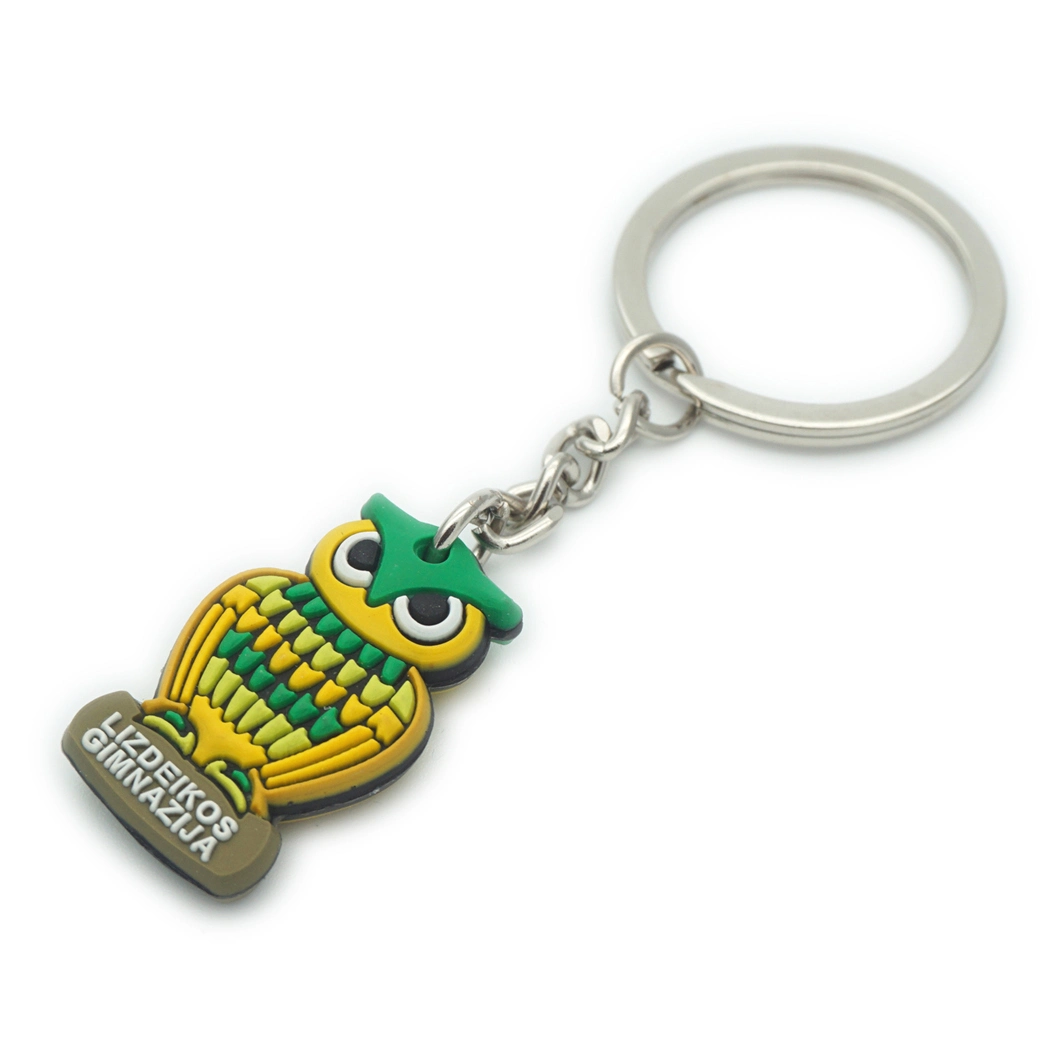 Personalized DIY Cheap Bulk DIY Baby Private Customized Simulation Cartoon Owl Design 3D Soft Rubber Custom Soft PVC Keychains for Gifts (FTKC2215)