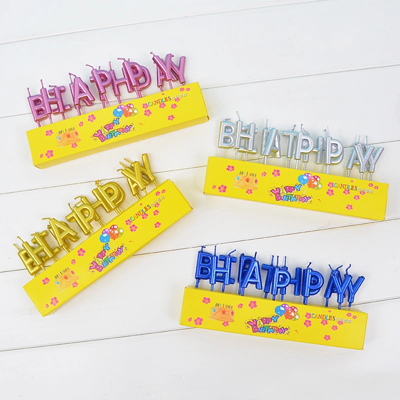 Birthday Party Gold Silver Rose Gold Words Candle Kids Letter Cake Candles