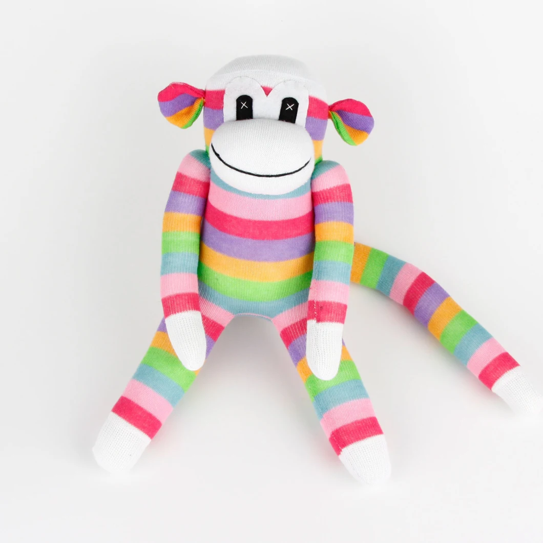 Hot Sell Sock Monkey Soft Stuffed Plush Monkey Kids Toy Doll