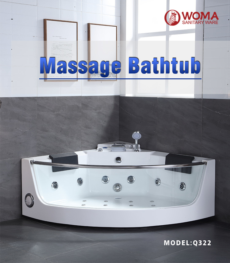 Woma Corner Design Hot Sell Massage Bubble SPA Bathtub with LED Light (Q322N)