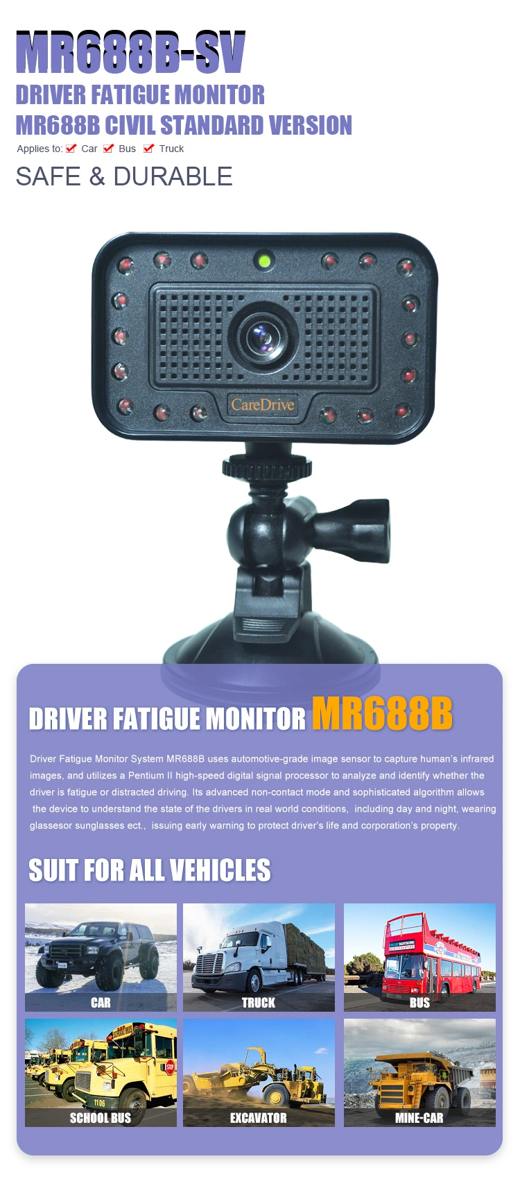 Factories Day and Night Driving Anti Sleep Alarm Device Driver Fatigue Monitor with Cheap Price